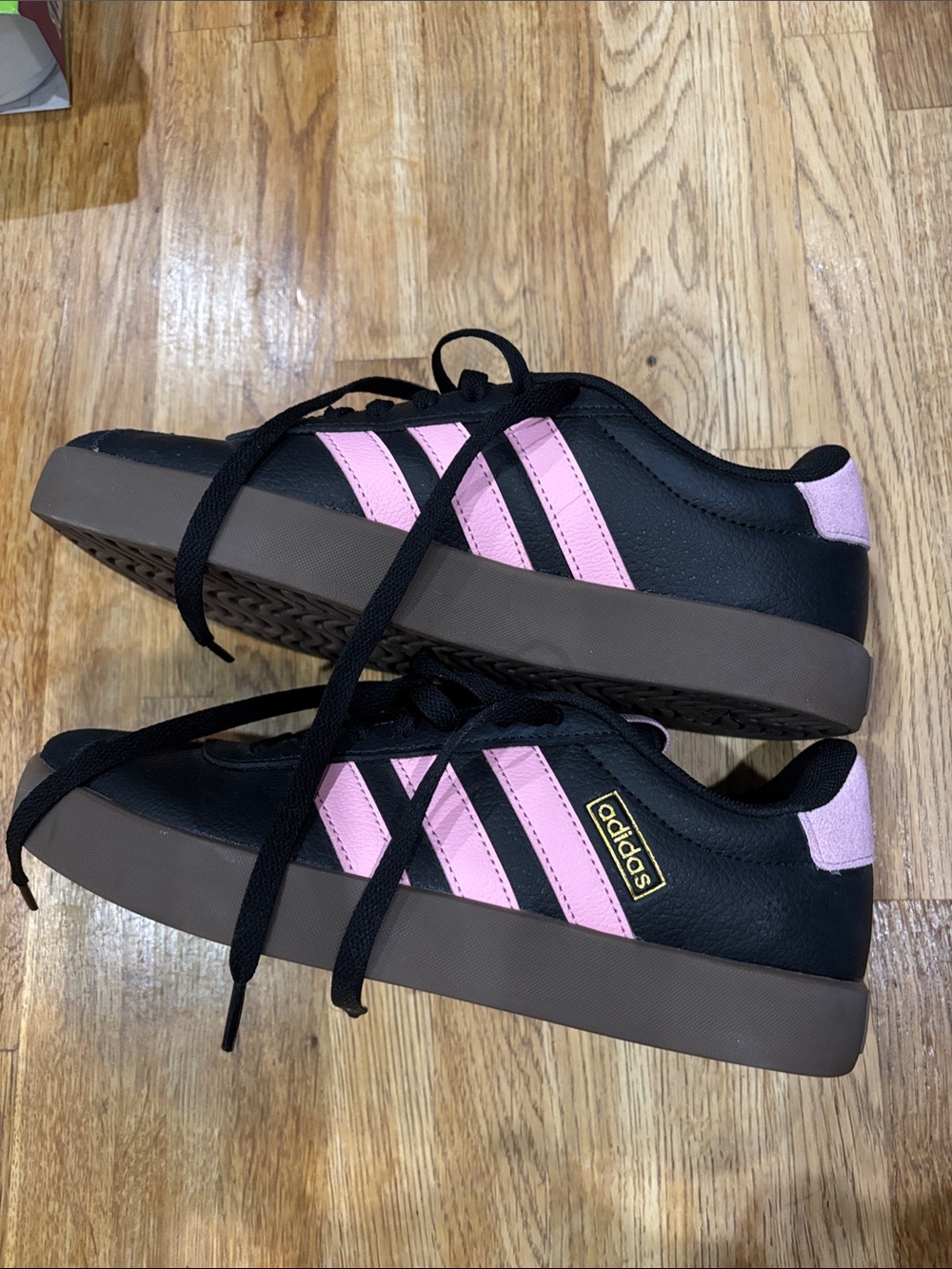 adidas Women’s Black and Pink Court Sneaker - Picture 5 of 7